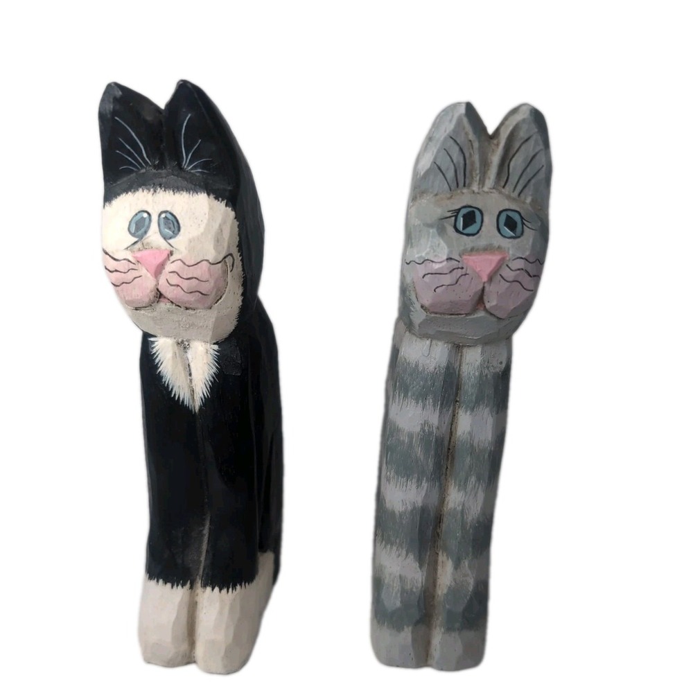 2 Midwest of Cannon Falls Eddie Walker Cat Duo Figurines Black White & Gray 6"